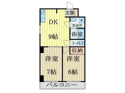 エステート富士見(2DK/1階)の間取り写真