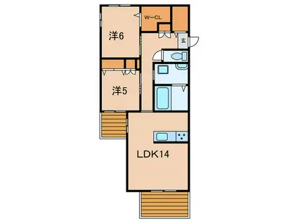 LALABREZZA芦屋翠ヶ丘(2LDK/1階)の間取り写真