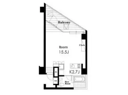 カスタリア広尾(ワンルーム/8階)の間取り写真