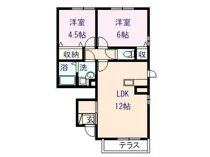 クレールメゾンC(2LDK/1階)の間取り写真