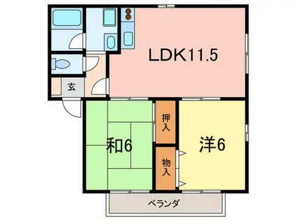 ソレアード森南(2LDK/2階)の間取り写真