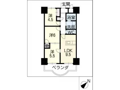 天神山マンションII号館(3LDK/9階)の間取り写真