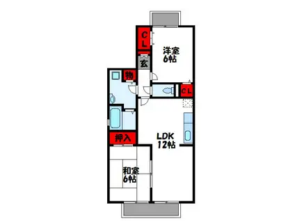 ハイカムールミナト(2LDK/2階)の間取り写真