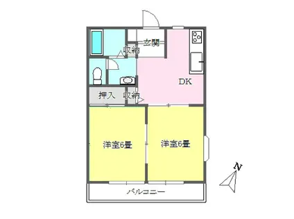 ラ・フランスA(2DK/1階)の間取り写真