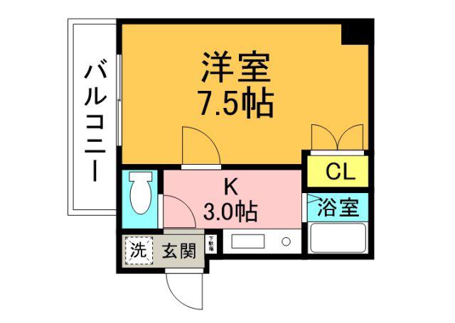 バオバブ白島(1K/7階)の間取り写真