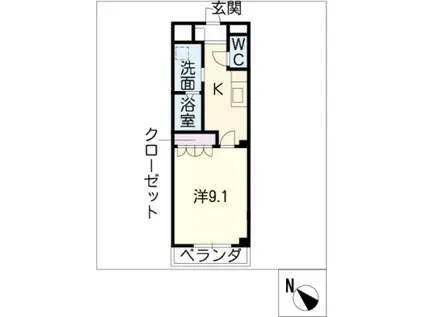 グリーングラス弐番館(1K/2階)の間取り写真