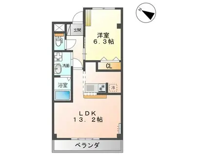 ドリームII(1LDK/2階)の間取り写真