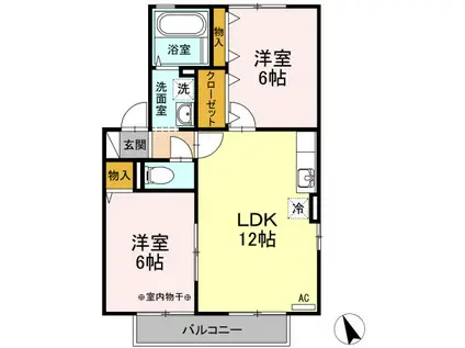 サニーハイツ田園 A棟(2LDK/2階)の間取り写真