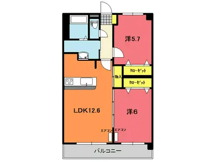 DWELLIN城西(2LDK/3階)の間取り写真