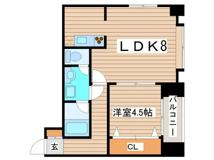 リエス春日町(1LDK/4階)の間取り写真