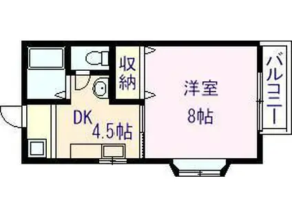 ルグラン A棟(1DK/2階)の間取り写真