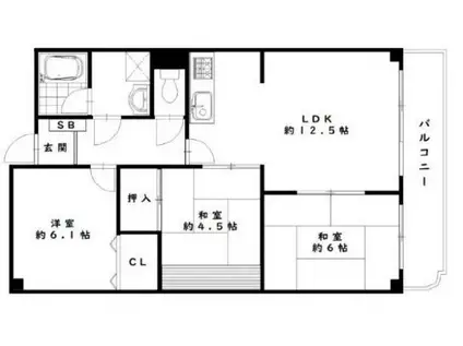 フローラルコート(3LDK/2階)の間取り写真