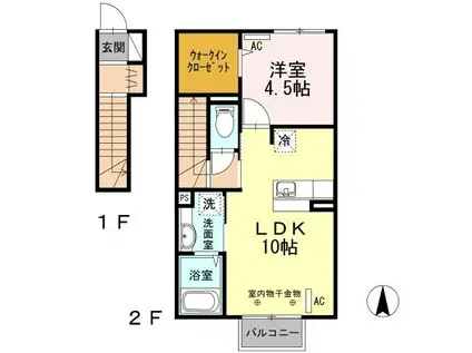 PRIMO II(1LDK/2階)の間取り写真