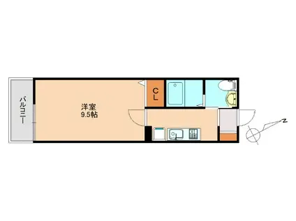 福岡市南区共同(1K/3階)の間取り写真