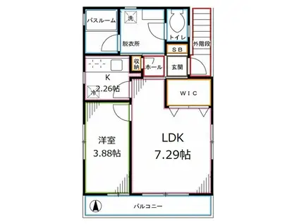 パレスステージ小平(2K/2階)の間取り写真
