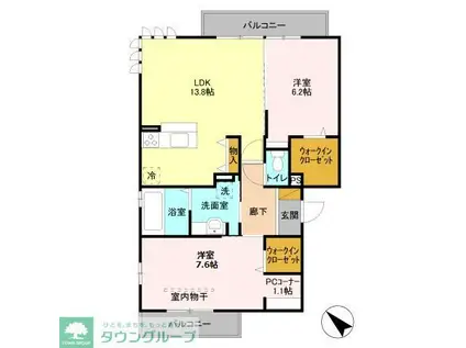 セピアコートC館(2LDK/3階)の間取り写真