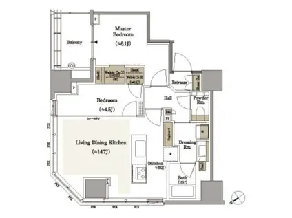 パークホームズ浜松町(2LDK/14階)の間取り写真