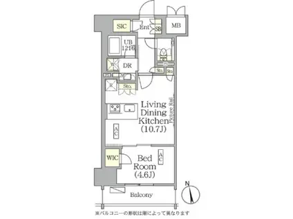 ザ・パークハビオ神楽坂レジデンスサウス(1LDK/10階)の間取り写真