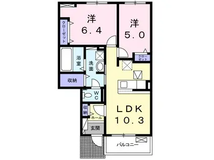 ラウレア(2LDK/1階)の間取り写真