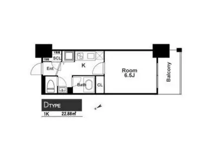 アスヴェル阿波座BLUE EARTH(1K/5階)の間取り写真