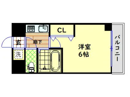 エルミタージュ難波南V(ワンルーム/2階)の間取り写真