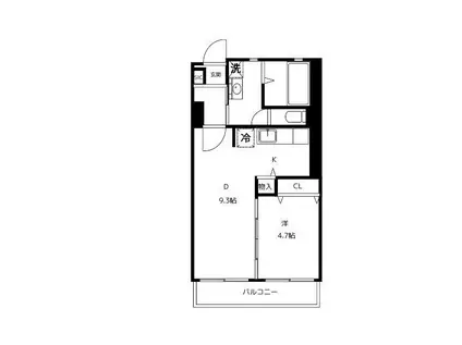 フレア雪谷(1DK/3階)の間取り写真