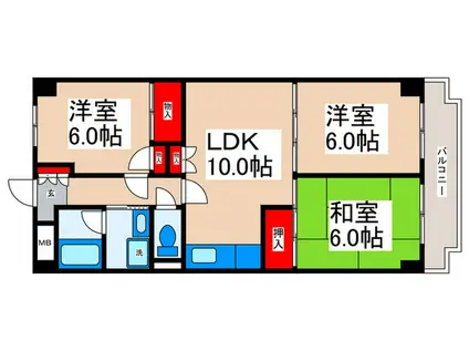 エステートシンサダ(3LDK/2階)の間取り写真