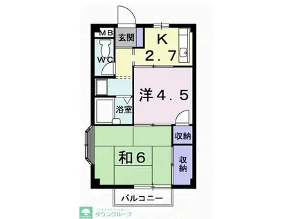 ファミールIII(2K/2階)の間取り写真