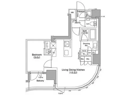 ザ・パークハビオ神楽坂(1LDK/2階)の間取り写真