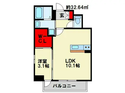 GRACE COURT SUNATU(1LDK/7階)の間取り写真