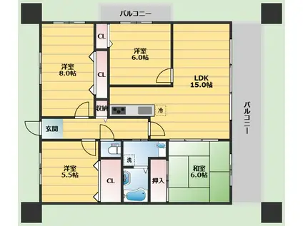 エトワール緑丘(4LDK/4階)の間取り写真