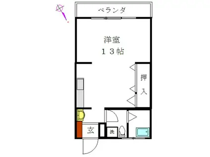 第1角柳マンション(ワンルーム/3階)の間取り写真