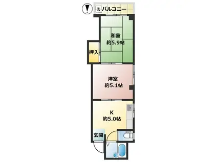 ハイムサカイ(2K/3階)の間取り写真