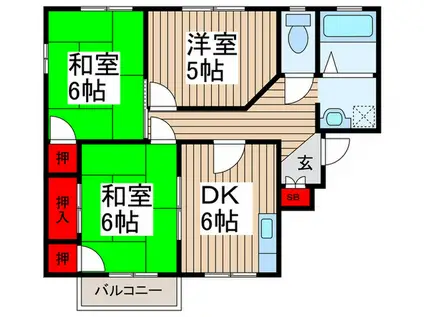 コーポふじみ野D棟(3DK/2階)の間取り写真