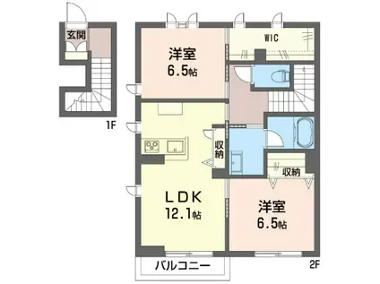 シャーメゾン釜利谷東(2LDK/2階)の間取り写真