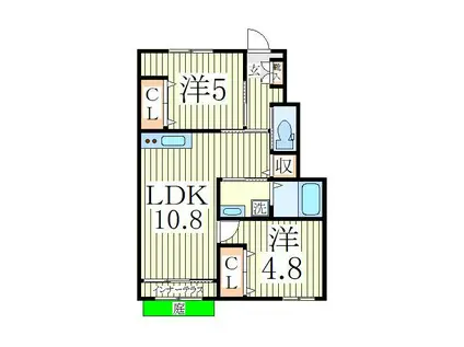 フロレゾン柏(2LDK/1階)の間取り写真