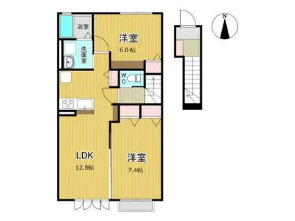 TESORO(2LDK/2階)の間取り写真