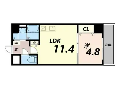 MISTRAL姫路駅前III(1LDK/8階)の間取り写真