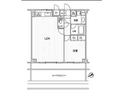 六本木デュープレックスエムズ(1LDK/6階)の間取り写真