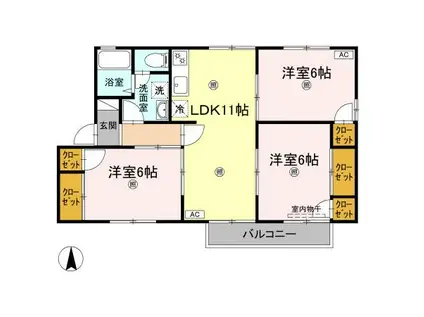 ヴィラアスカ30E(2LDK/2階)の間取り写真