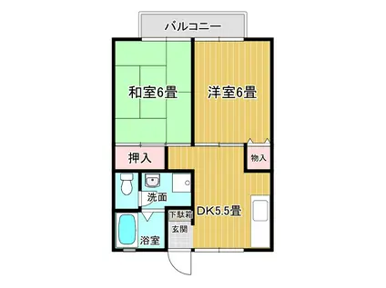 メゾンサクライII(2DK/1階)の間取り写真