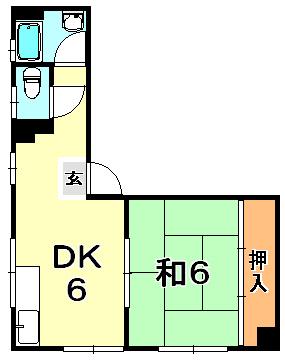 サニー神戸マンション(1DK/5階)の間取り写真