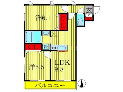 LISO(2LDK/2階)の間取り写真