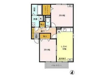 クローバーハイツ杉塚(2LDK/2階)の間取り写真