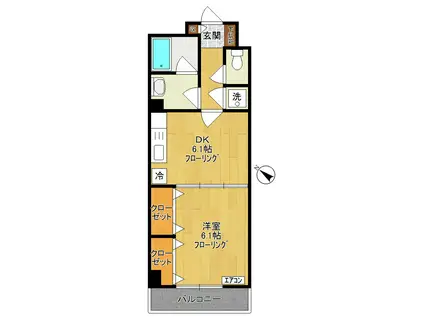 ディントルノ(1DK/2階)の間取り写真