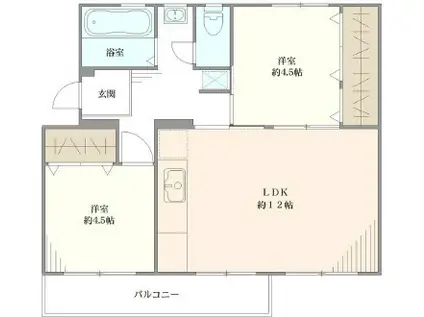 夏見台10号棟(2LDK/4階)の間取り写真