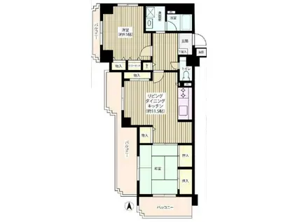 ヴェルデ武蔵野(2LDK/3階)の間取り写真