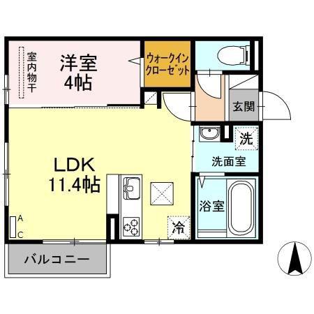 リヴェール(1LDK/1階)の間取り写真