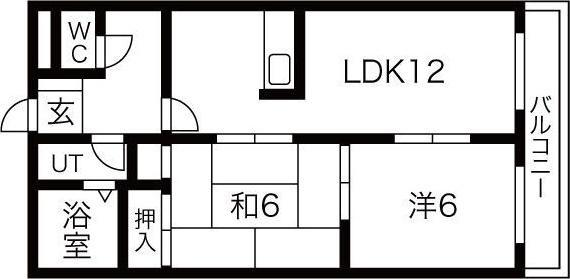 山田コーポ(2LDK/1階)の間取り写真