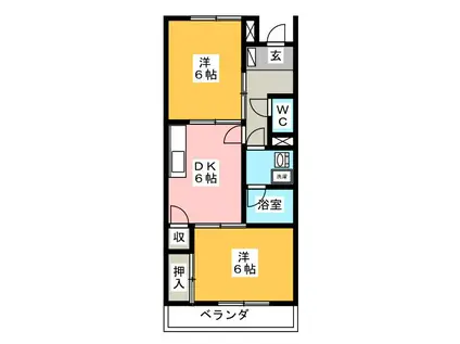 ELE REVEB(2DK/2階)の間取り写真